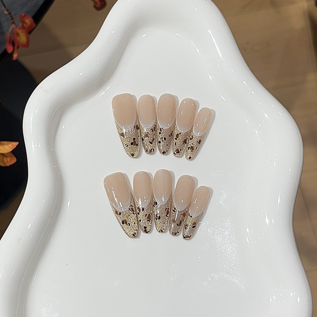 [Leopard print] Y autumn thousand gold sense flash gold brown French ...