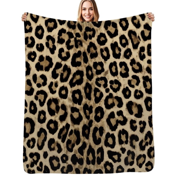 Leopard print animal seamless texture Flannel Blanket Warm Soft Bedding Throws Winter Camping Chair Sofa Bed