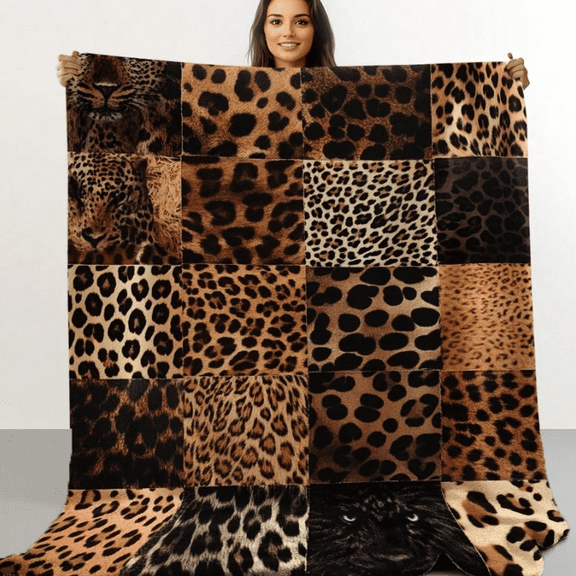 Leopard print blanket with cheetah pattern, made of ultra-soft flannel, suitable for all seasons, lightweight, breathable, comfortable, and warm – the perfect gift.(40*50IN)