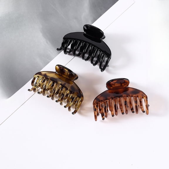Leopard print hair clip, women's hair clip, medium double layered tooth hair clip, 3 pieces