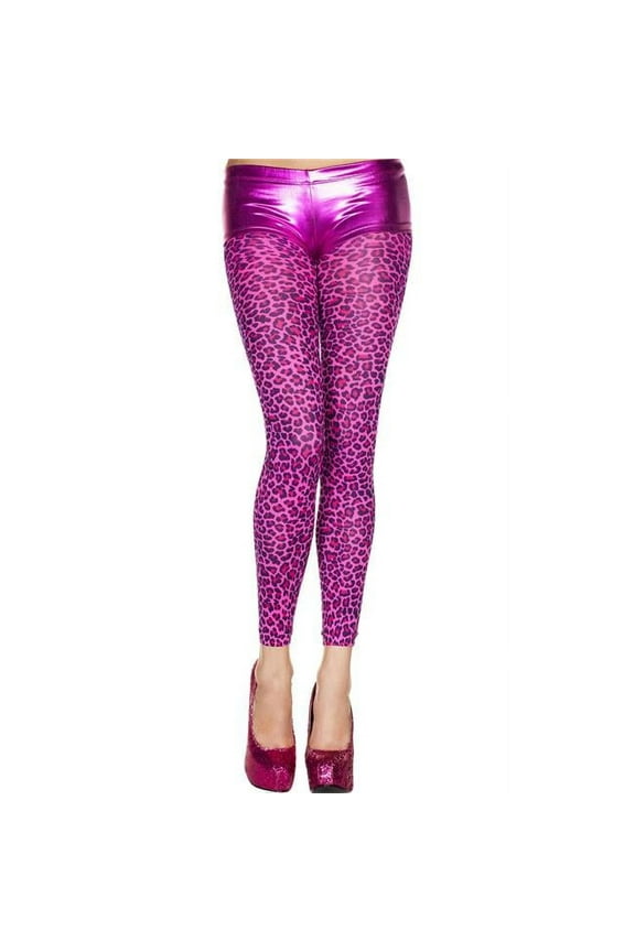 Leopard print opaque leggings 35810-HOTPINK