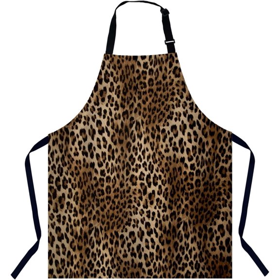 Leopard print pattern Kitchen Apron for Women Men, Adjustable Apron Chef Bakers Apron Cooking Apron Cooking Baking Gardening