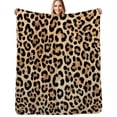 thumbnail image 1 of Leopard print tan black spots Soft Warm Blanket Throw Blanket Flannel Bedspread Couch Chair Cute Sofa Bed Cover, 1 of 6