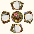 thumbnail image 1 of Leopard print vibrant floral blooms Round Table Placemats Set Of 5 Wedge Table Mats Washable Heat Resistant Place Mat For Dining Table Kitchen Farmhouse Restaurant, 1 of 6