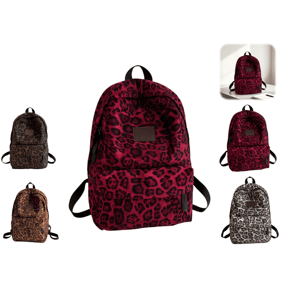 Leopard y2k Backpack Cute Animal Print, Modern Cheetah Pattern School Bag for Students and Daily Use(Red)