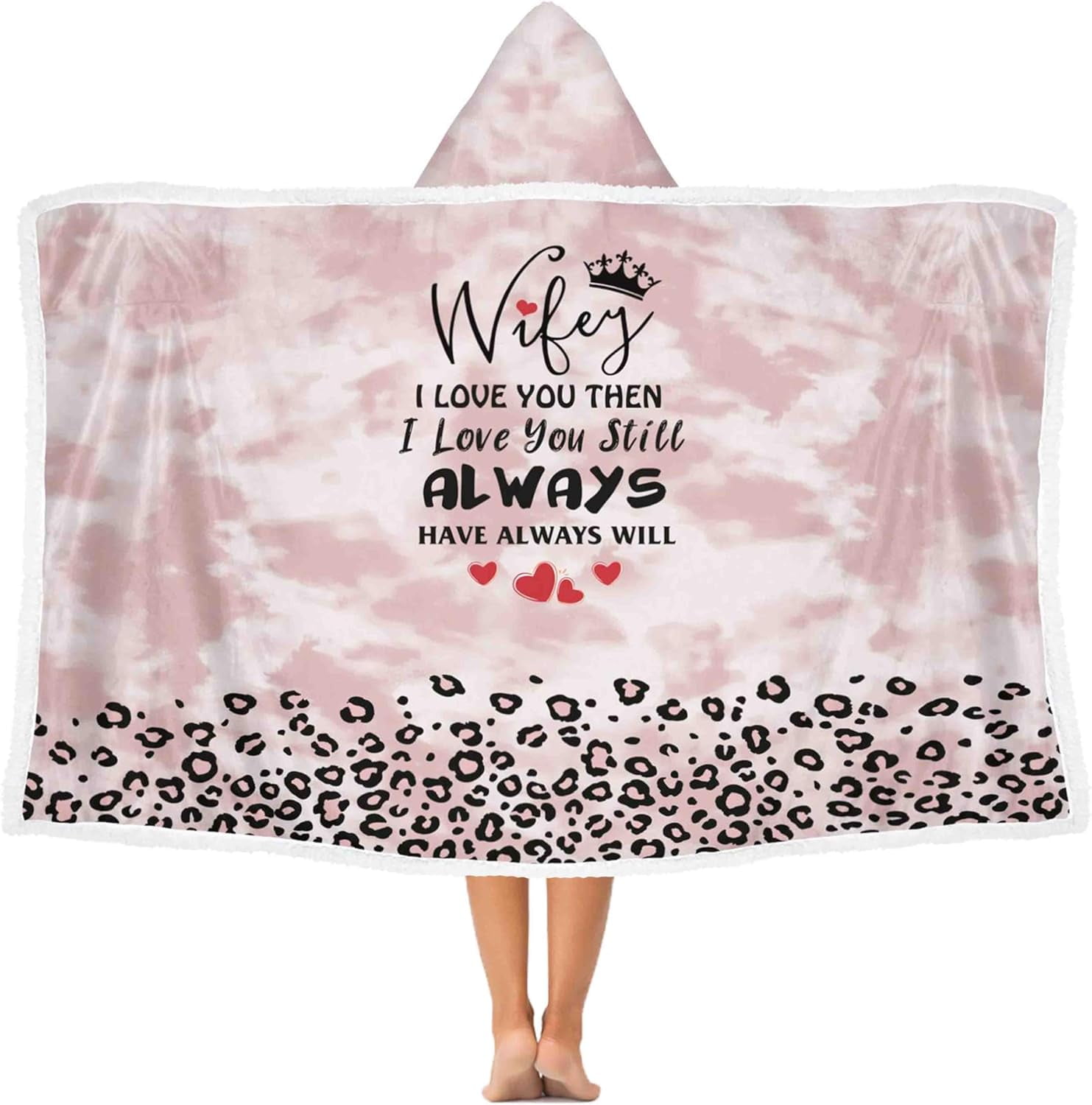 LeopardWife Pattern Hooded Blanket 47"x70" for LeopardWife Lover