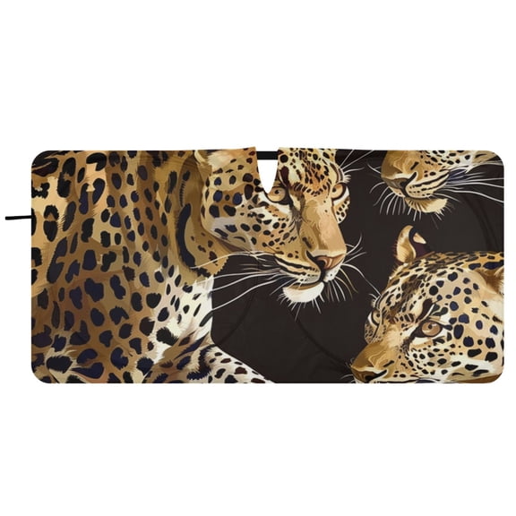 Leopards Car Windshield Sun Shade Foldable Front Window Shades Cover Sun Visor Shield Block