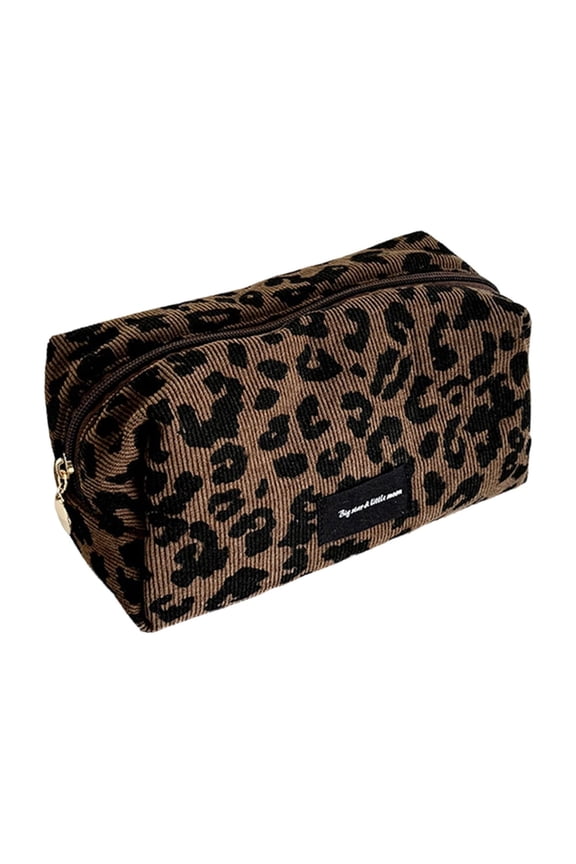 Leopards Fashion Makeup Pouches Large Storage Capacity For Women Easy Access Practical Polyester Cosmetic Bag