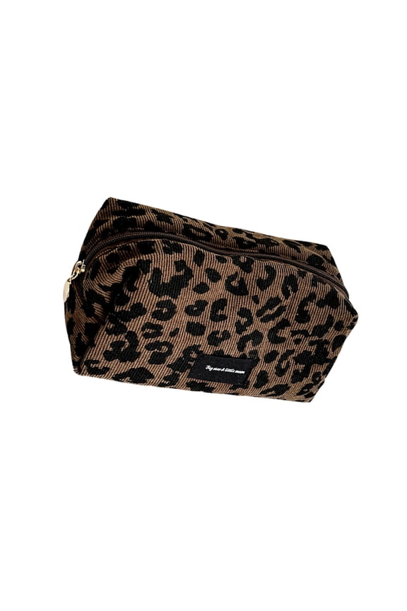 Leopards Fashion Makeup Pouches Large Storage Capacity For Women Easy Access Practical Polyester Cosmetic Bag