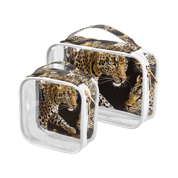 Leopards Makeup Bags Set Travel Toiletry Bags Portable Cosmetic Bags Organizer Waterproof 2 Packs