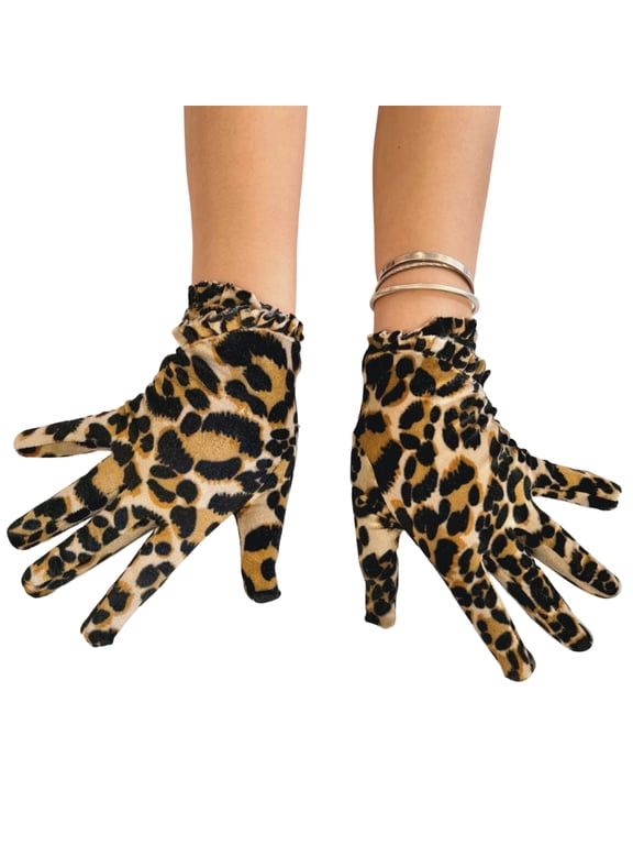 Leopards Pattern Winter Gloves Polyester Foldable Multipurpose Use For Men Women Kids Cold Weather Outfits