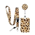 thumbnail image 1 of Leopards Print Card Holder and Lanyard Set Identity Card Holder with Lanyard Retractable Badge Reel for Office School, 1 of 9
