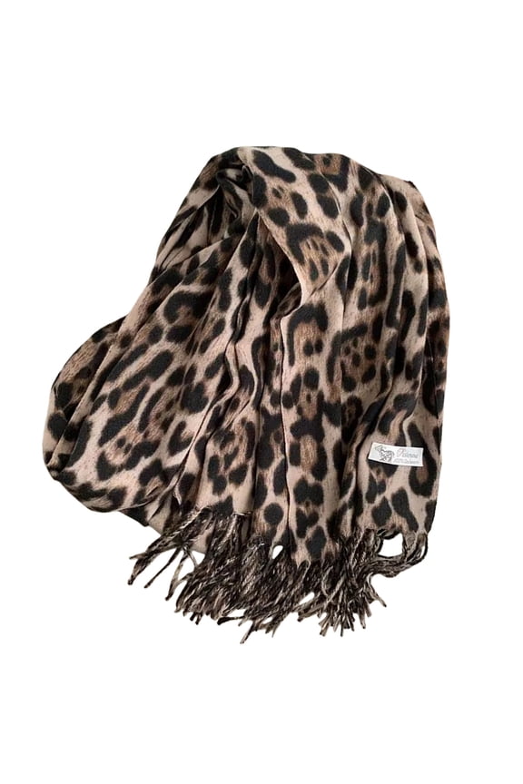 Leopards Print Fringe Scarf Shawl For Women Soft Warm Winter Fashion Accessory Lightweight Versatile Wrap