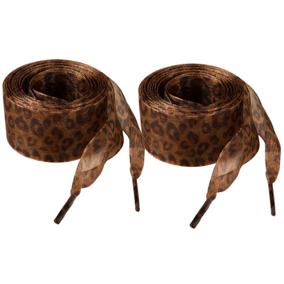 Leopards Print Organza Shoe Laces 140cm Long 25mm Wide Flat Shoelaces Organza Shoelaces for Adult Kid Trainers Sneakers