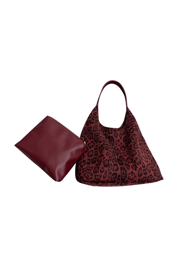 Leopards Print Slouchy Bag Large Capacity PU Leather Shoulder Purse Casual Handbag for Women Shopper Bag Underarm Pack