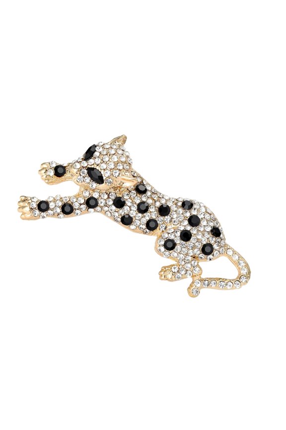 Leopards Rhinestones Lapel Pin Sparkling Crystal Alloy Brooch Jewelry Clip For Daily Wear Parties Weddings