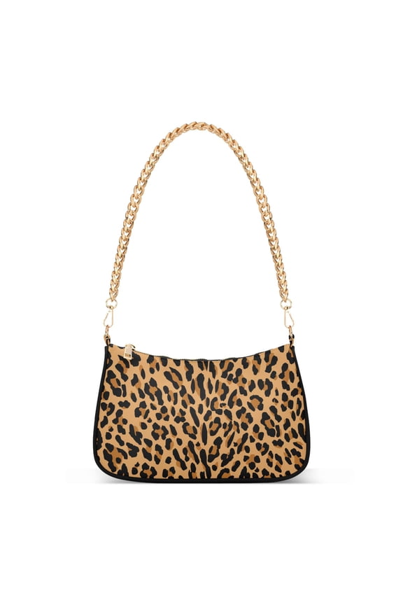Leopards Womens Chain Shoulder Bag Tote Handbag Clutch Hobo Purse with Zipper for Travel Casual