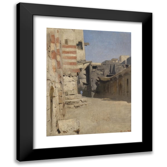 Leopold Carl Müller 12x14 Black Modern Framed Museum Art Print Titled - Birket El-Kherum Street in Cairo