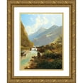 thumbnail image 1 of Leopold Heinrich Vöscher 11x14 Gold Ornate Wood Frame and Double Matted Museum Art Print Titled - By the Mountain Torrent, 1 of 4