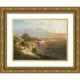 thumbnail image 1 of Leopold Heinrich Vöscher 18x14 Gold Ornate Wood Frame and Double Matted Museum Art Print Titled - View of an Upper Italian Town with Decorative Figures, 1 of 4