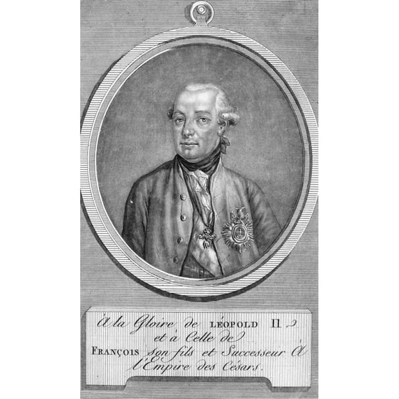 Leopold Ii. Nholy Roman Emperor 1790-1792. Mezzotint French Late 18Th Century. Poster Print by