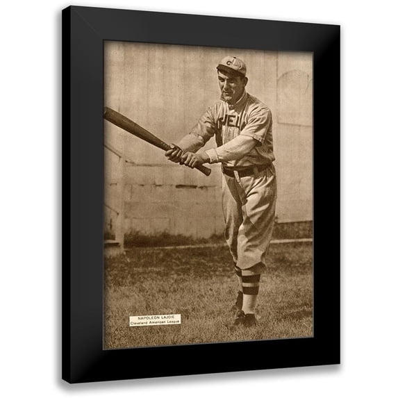 Leopold Morse Goulston Baseball Collection, 11x14 Black Modern Framed Museum Art Print Titled - Napoleon Lajoie, Cleveland American League, 1880
