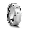 thumbnail image 1 of Leopold Silver Inlaid Beveled Tungsten Ring With Diamond, 1 of 2