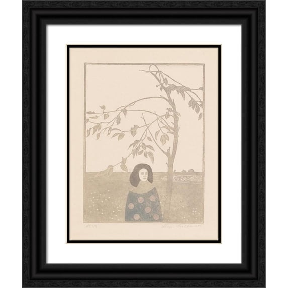 Leopold Stolba 19x24 Black Ornate Framed Double Matted Museum Art Print Titled: Evening (1906)