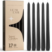 Leor & Lair Black Taper Candles - 12 Pack - 10" Black Candles for Gothic & Halloween Decor