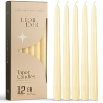 Leor & Lair Ivory Taper Candles - 12 Pack - 10" Tall Candle Sticks for Dinner, Home Decor, Holiday, Wedding