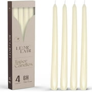Leor & Lair Ivory Taper Candles - 4 Pack 10" Cream Candlesticks for Home, Holiday, Wedding