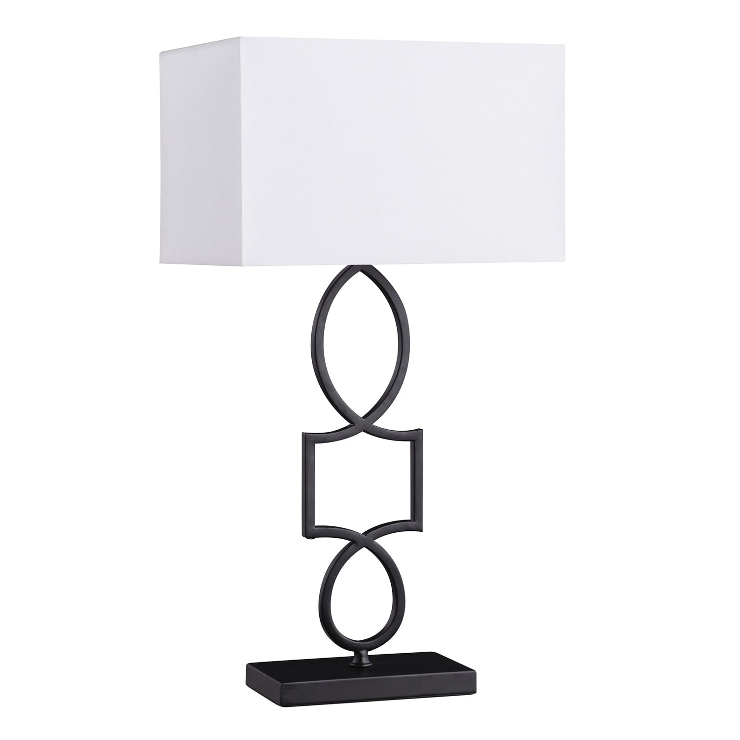 Leorio Black Metal Table Lamp with White Rectangular Shade