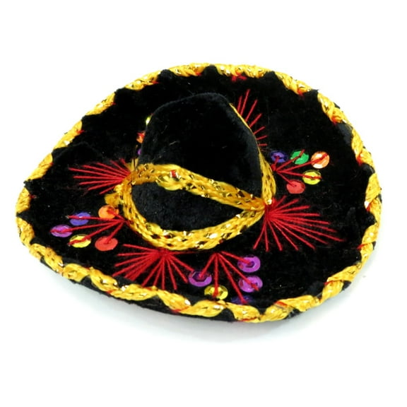 Leos Imports Mariachi Sombrero Decoration, Velvet, Assorted Colors, 6" Diameter
