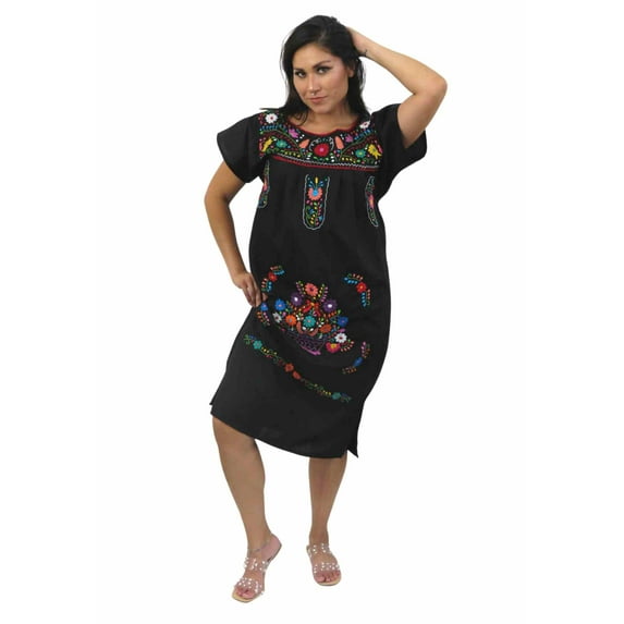 Leos Imports Mexican Dress Puebla (2XL, Black)