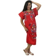 LEOS IMPORTS Mexican Dress Puebla (Medium, Red)