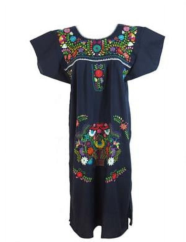 Leos Imports Mexican Dress Puebla (Small, Navy) - Walmart.com