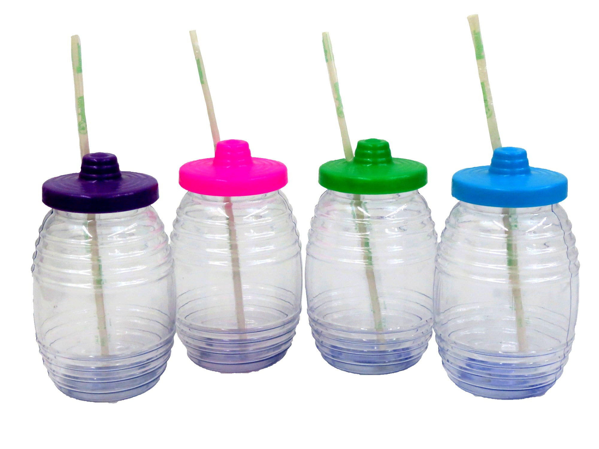 4 Pk 32oz Reusable Mexican Style Container with Straw and Lid ...