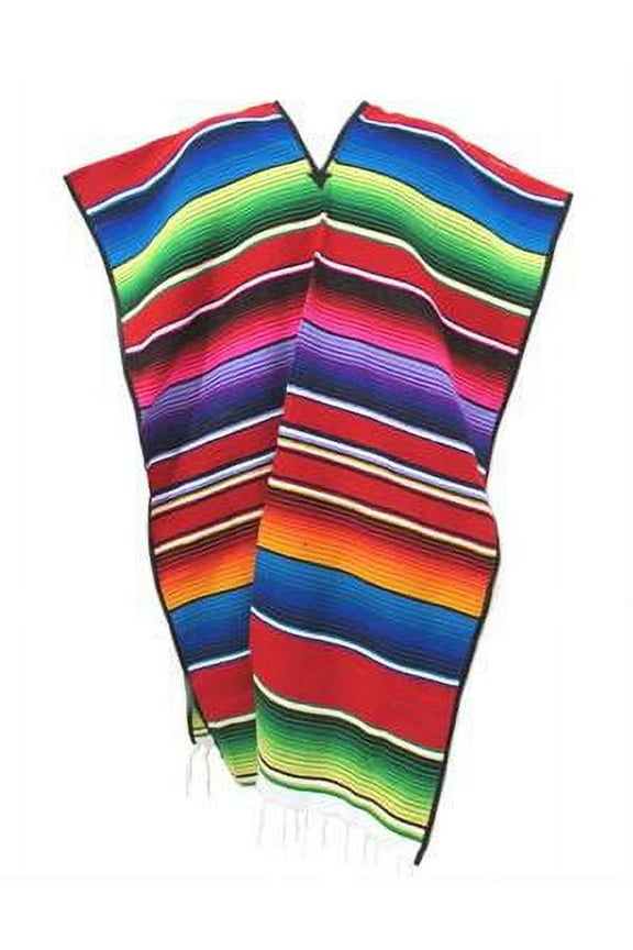 Traditional Mexican Sarape Serape Poncho Adult in Assorted Colors
