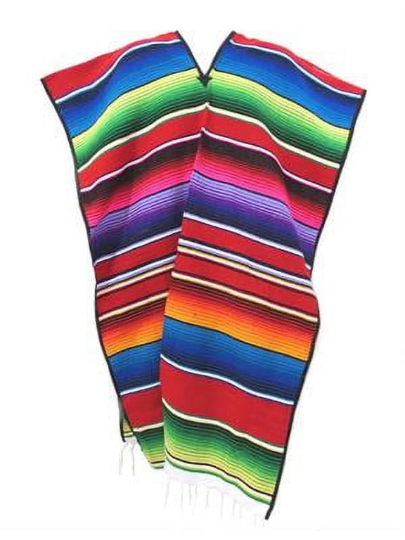 Traditional Mexican Sarape Serape Poncho Adult in Assorted Colors