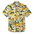 thumbnail image 1 of LeosWare® Men's Hawaiian Shirt Short Sleeve Button-up 100% Cotton Yellow Aloha Romantic Interplay Of Lemon And Patterns, 1 of 4
