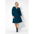 thumbnail image 1 of Leota Women's Long Sleeve Blouson Perfect Wrap Dress (Curve) Blue Size 2X, 1 of 3