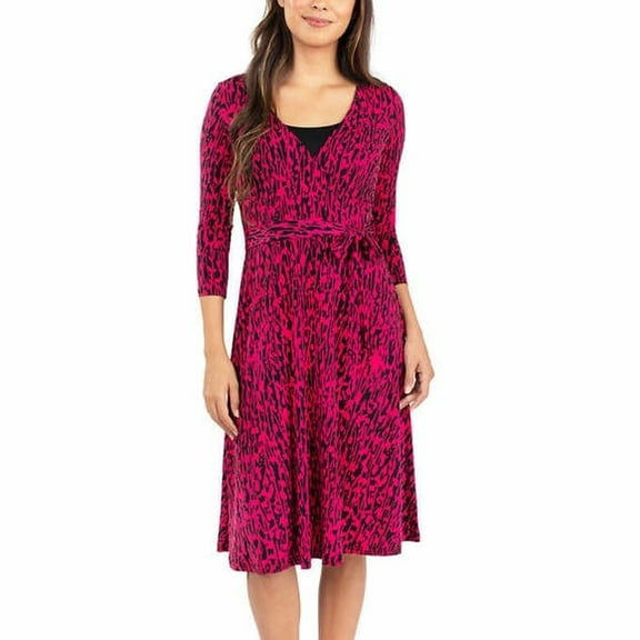 Leota Women's Plus Size Stretch Wrap Dress (Vines Black, X-Small)