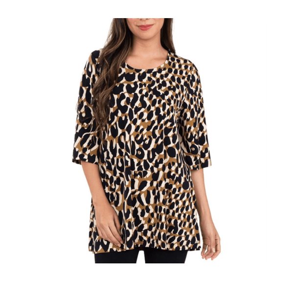 Leota Women's Printed Tunic Top, Painterly Leopard, M