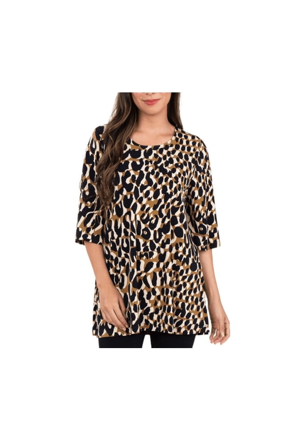 Women's Printed Tunic Top, Painterly Leopard, XS