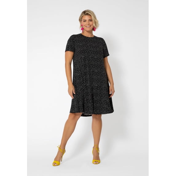 Leota Women's Short Sleeve Serenity Swing Dress (Curve) Black Size 1X