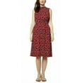 thumbnail image 1 of Leota Women's Sleeveless Midi Ruched Waist Aria Dress, Red, Small, 1 of 4