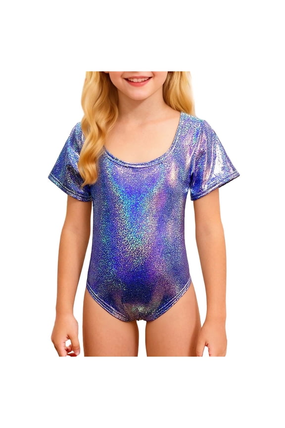 Leotards Kids Toddler Gymnastics Toddler Ruffle Sleeve Dance Sequin Athletic Dance Wear Shiny Rainbow