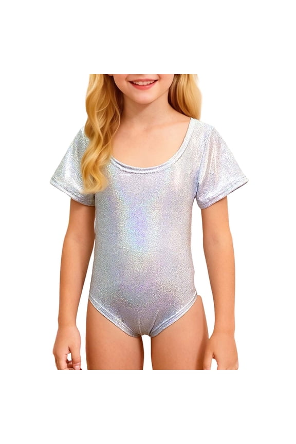 Leotards Kids Toddler Gymnastics Toddler Ruffle Sleeve Dance Sequin Athletic Dance Wear Shiny Rainbow