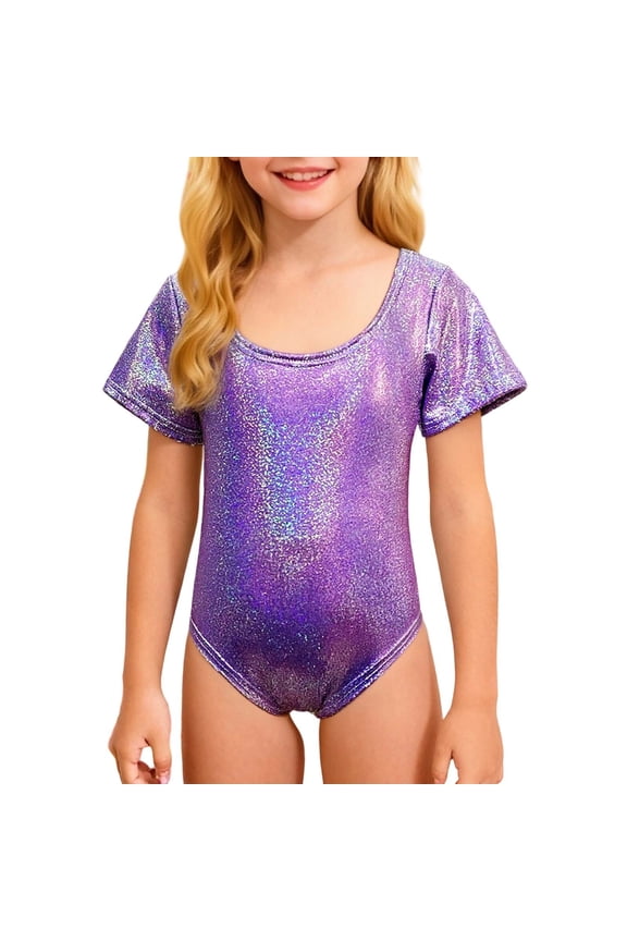 Leotards Kids Toddler Gymnastics Toddler Ruffle Sleeve Dance Sequin Athletic Dance Wear Shiny Rainbow