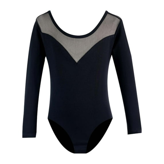 Leotards for Girls Ballerina Jazz Dance Bodysuit Long Sleeve Solid Leotard Recital Practice Black-Long Sleeve 18-24Months